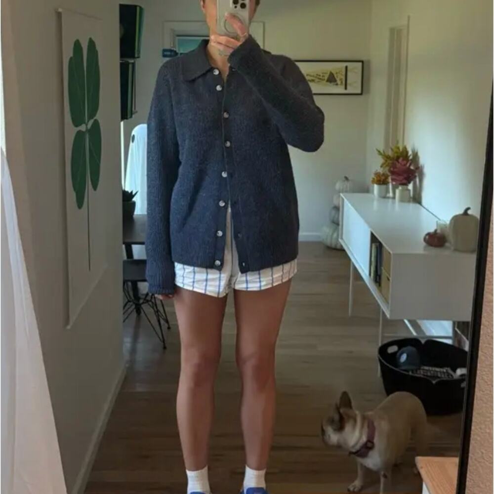 Central Park West Polo Sweater MEDIUM Oversized Cardigan Preppy Boyfriend $182 - Picture 7 of 12